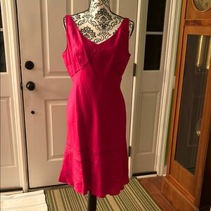 Ann Taylor Linen V-Neck Magenta Sleeveless Midi Sundress 
NWT